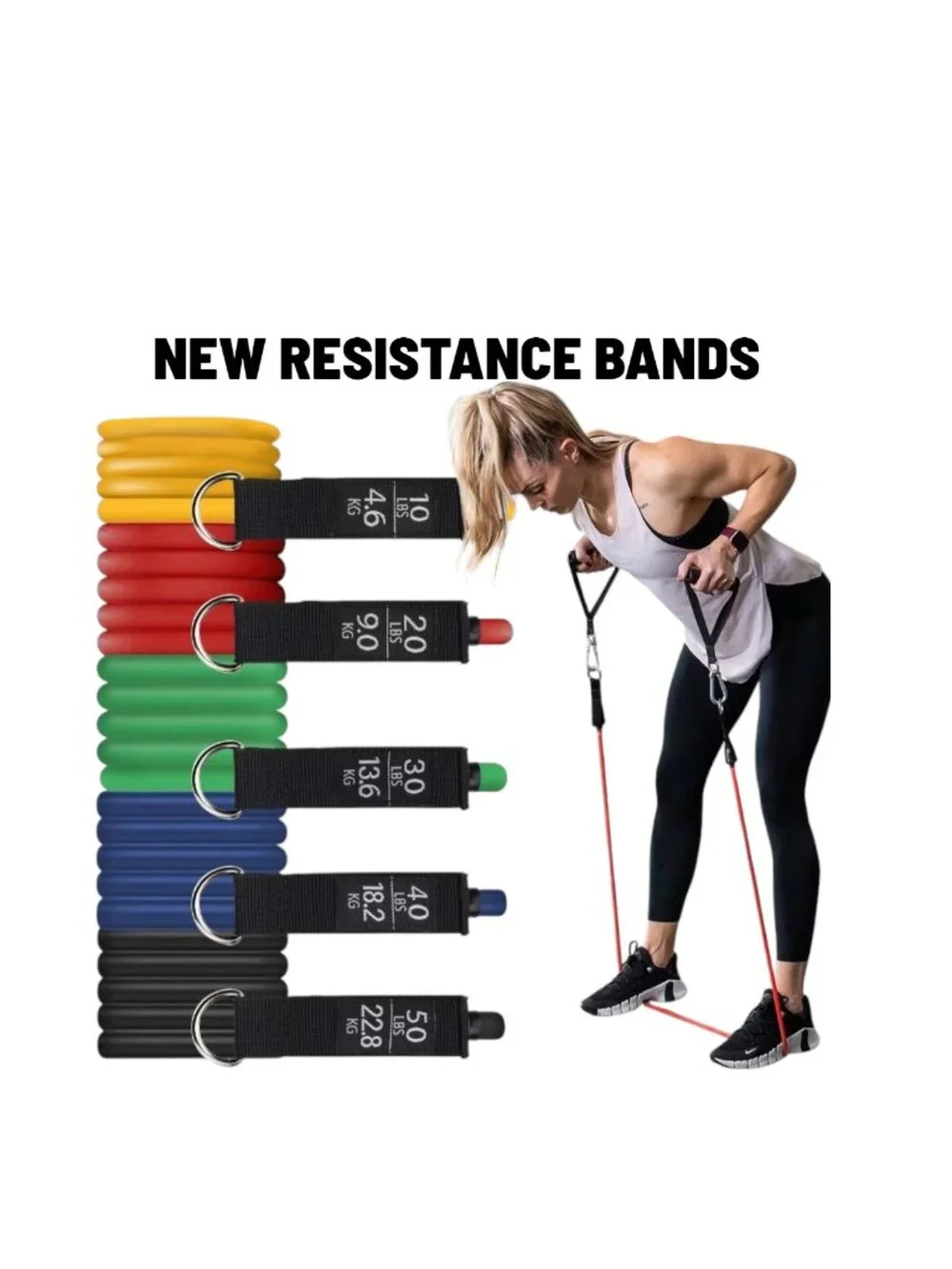 NEW Resistance Training Bands 11 Piece Set Home Workout Physical Therapy Yoga Pi